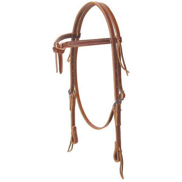 Weaver Leather Deluxe Latigo Leather Knotted Browband Headstall, Brown