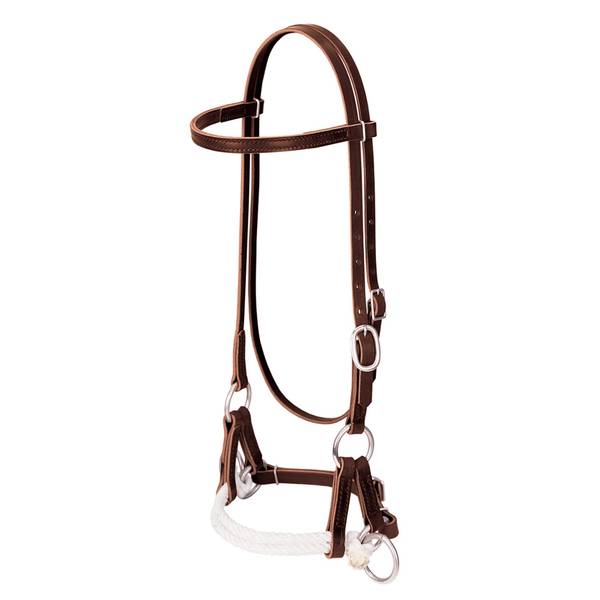 Weaver Leather Double Rope Deluxe Latigo Leather Side Pull Bridle