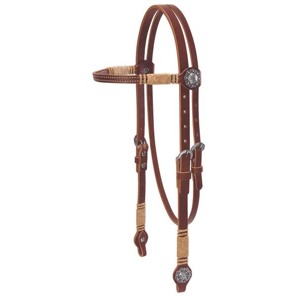 Weaver Leather Harness Leather Browband Headstall with Conchos and ...