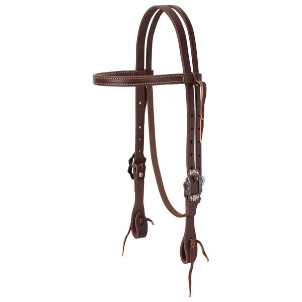 Photo of Working Tack Straight Browband Headstall with Buffed Brown Iron Hardware
