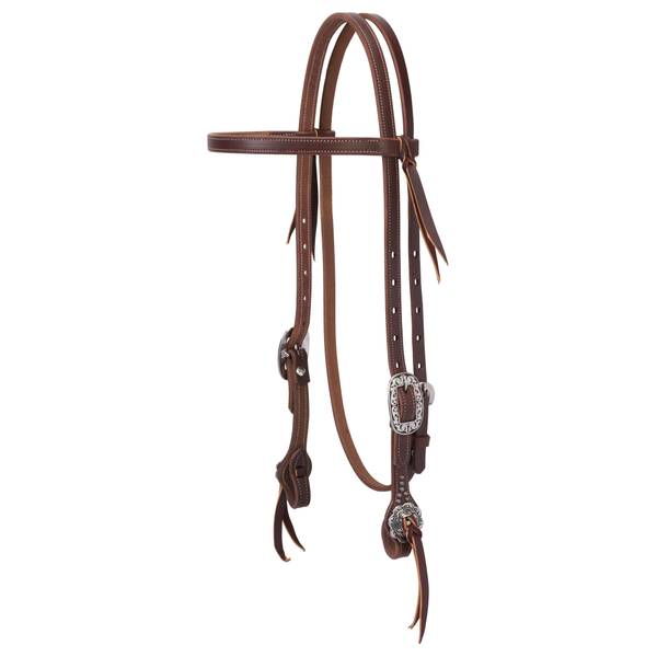 Photo of Working Tack Straight Browband Headstall with Floral Hardware