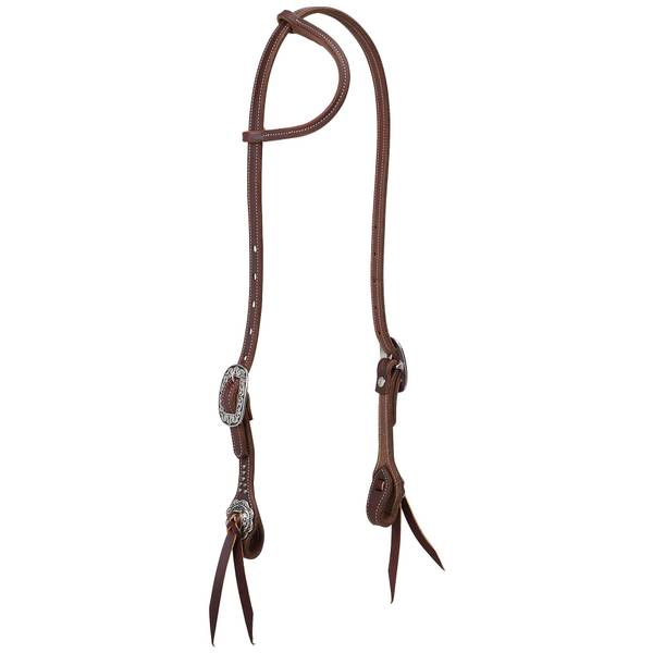 Photo of Working Tack Sliding Ear Headstall with Floral Hardware