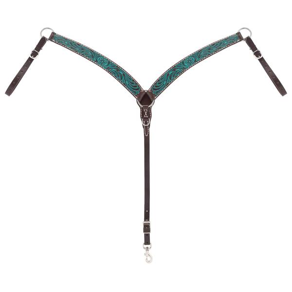 Weaver Leather CarvedTurquoise Flower ContouredBreast Collar