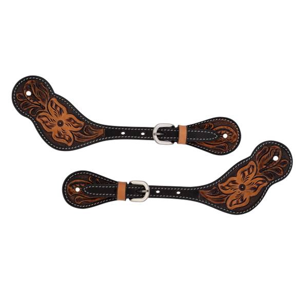 Weaver Leather Men'sTurquoise Cross Floral Tooled Spur Straps - 45-0400 ...