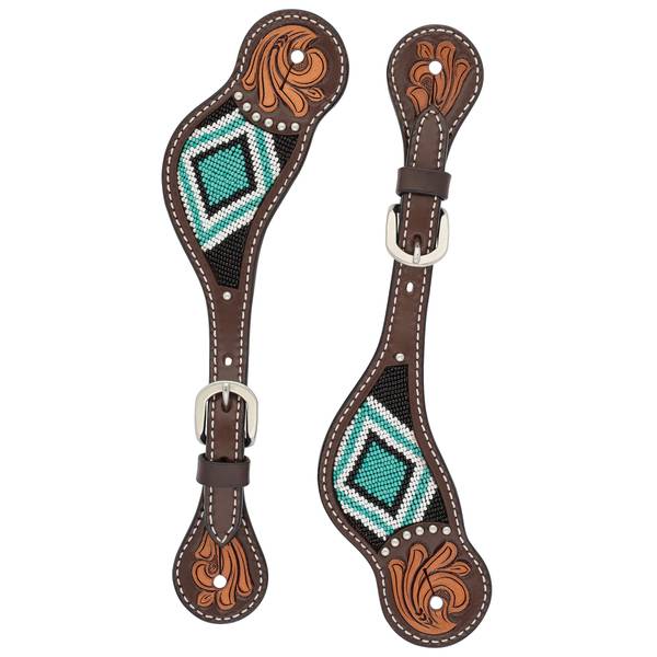 Weaver Leather Ladies' Turquoise Cross Turquoise Beaded Spur Straps