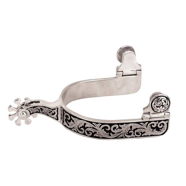 Photo of Men's Spurs with Engraved Band and Black Background