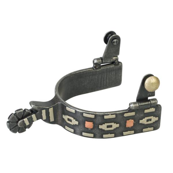 Photo of Men's Spurs with German Silver Aztec Trim and Copper Dots