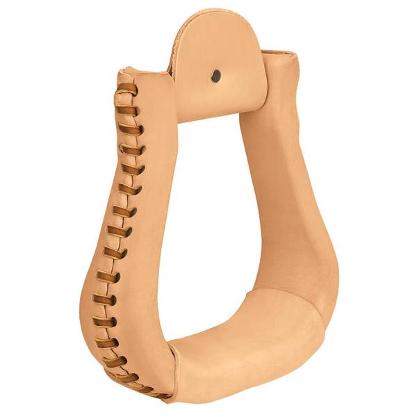 Photo of Natural Leather Covered Stirrups, Bell, 3" Neck