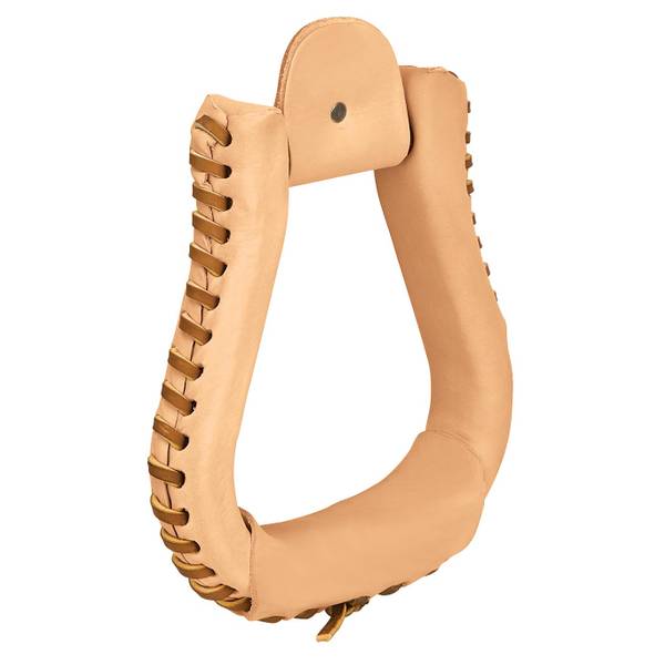 Weaver Leather Natural Leather Covered Stirrups, Bell, 2-1/2" Neck