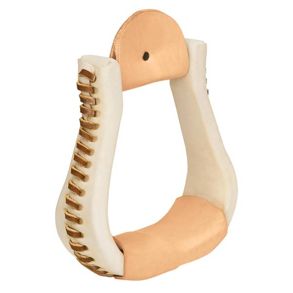 Weaver Leather Rawhide Leather Covered Stirrups, Bell, 3" Neck