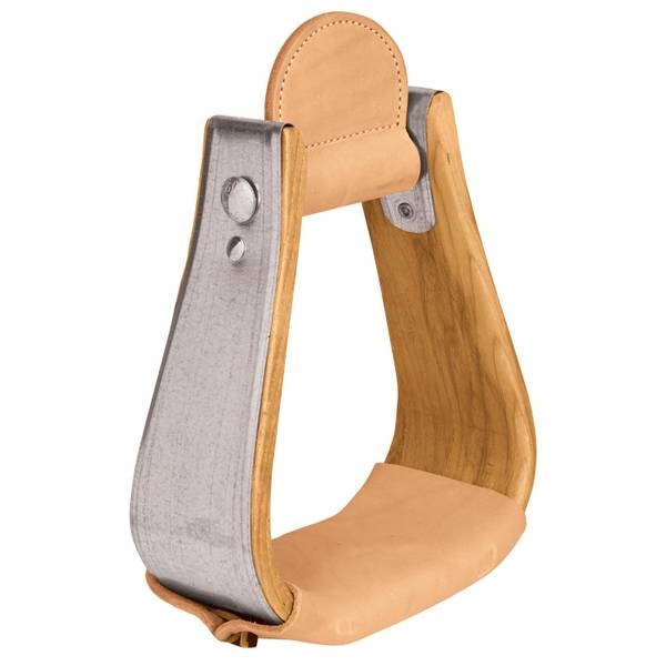 Weaver Leather Wooden Stirrups with Leather Treads, Overshoe Visalia