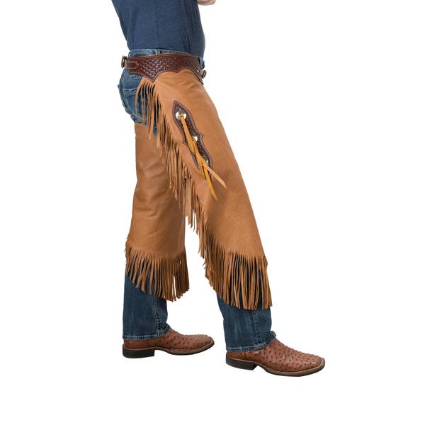 Photo of Large Vintage Cowboy Chinks with Basketweave Yoke Set