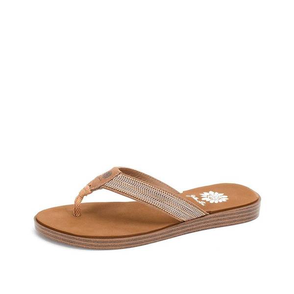 yellow box gold flip flops