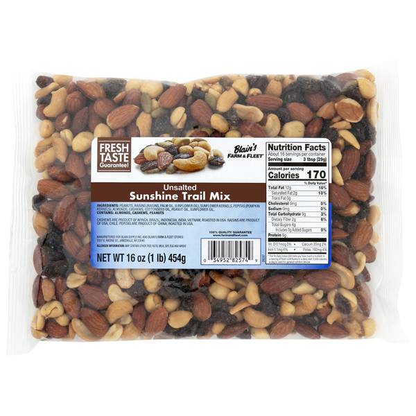 Blain's Farm & Fleet 16 oz Unsalted Sunshine Trail Mix 704892 Blain