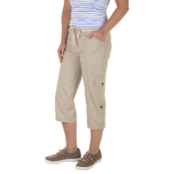 CG | CG Women's Plus Size Suzanne Knit Waist Leg Roll Capris, Sandstone ...