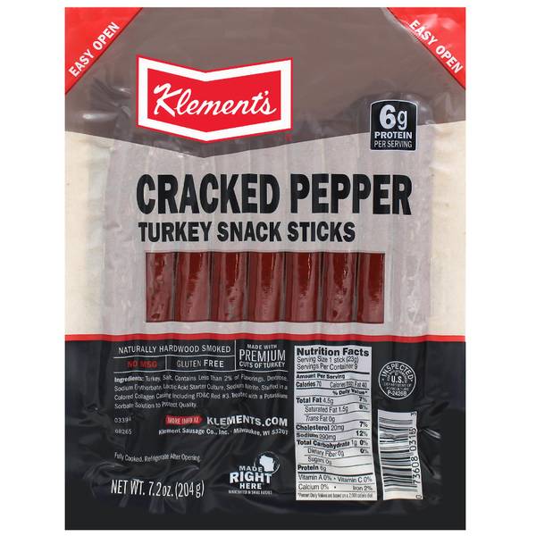 Klement's 8 oz Cracked Pepper Turkey Sticks 3394 Blain's Farm & Fleet