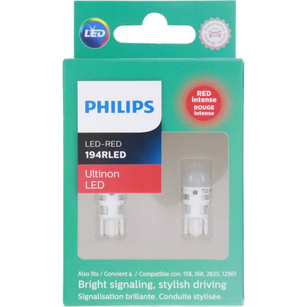 Red 2 Pack Philips 194RLED Ultinon LED 
