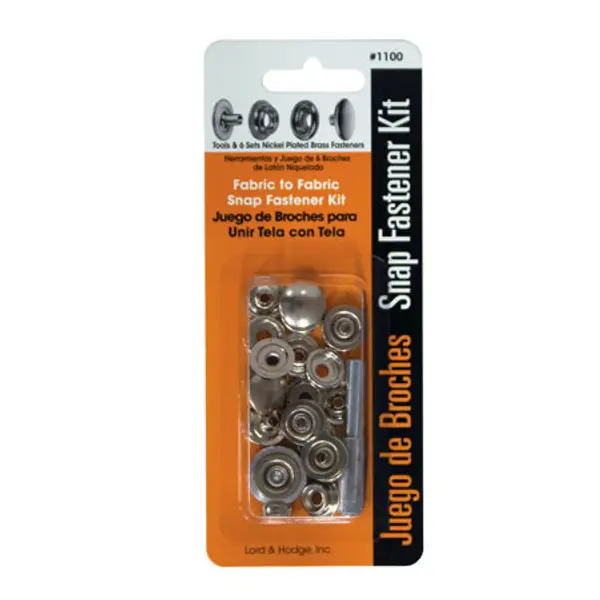 Lord & Hodge 1100 Canvas Snap Fastener Kit, Brass Nickel Plated - 6 pack