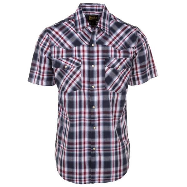 Work n' Sport Men's Short Sleeve Western Shirt, Navy / Red Plaid, 3X ...
