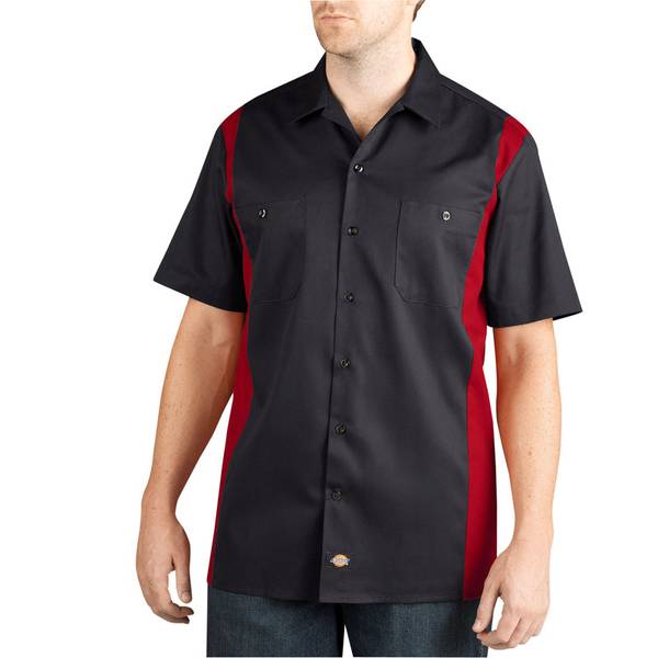 Dickies Men's Flex Relaxed Fit Short Sleeve Twill Work Shirt, Black