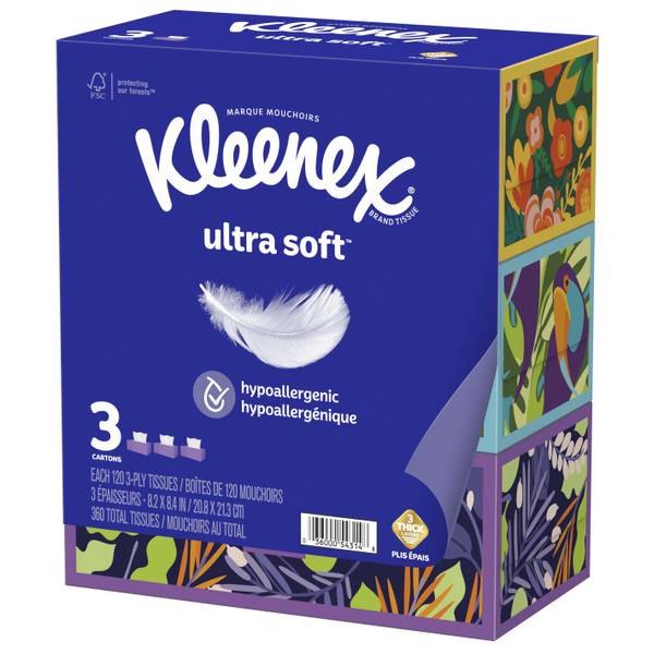 Kleenex 3-Pack, 3-Ply Ultra Soft Facial Tissues - 54314