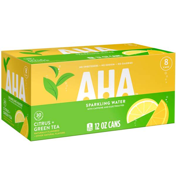 AHA Sparkling Water 8Pack 12 oz Citrus Green Tea 157378 Blain's