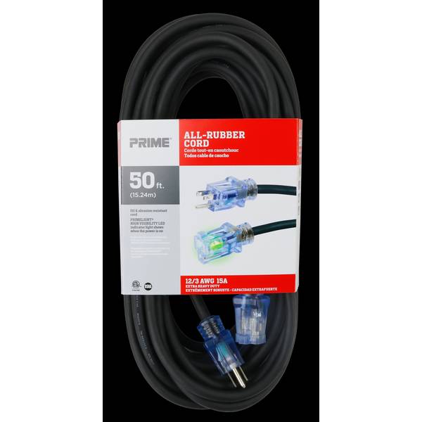 Prime 50' 12/3 SJOOW All-Rubber Outdoor Extension Cord - SEEC732830 ...