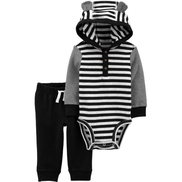 Photo of Infant Boy's 2-Piece Striped Hooded Bodysuit Pant Set