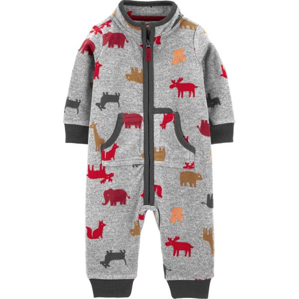 Carter's Infant Boy's Animal Print Fleece Jumpsuit - 1J157110-NB ...
