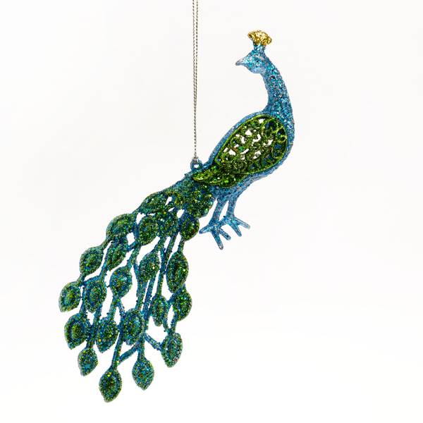 Caffco International Plastic Peacock with Glitter Ornament - XO461053 ...