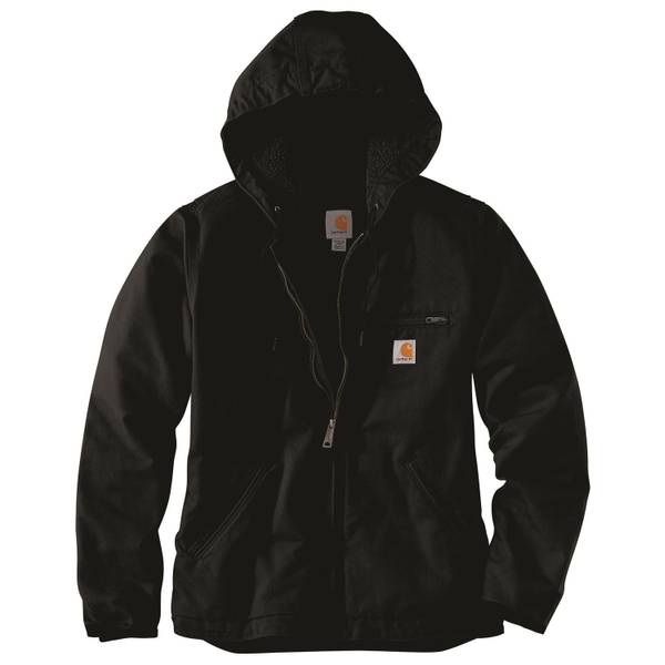 Carhartt Women's Loose Fit Washed Duck Sherpa Lined Jacket, Black, XS ...