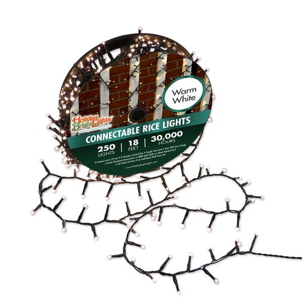 Holiday Bright Lights 250 Light 18' Warm White Rice Light Set