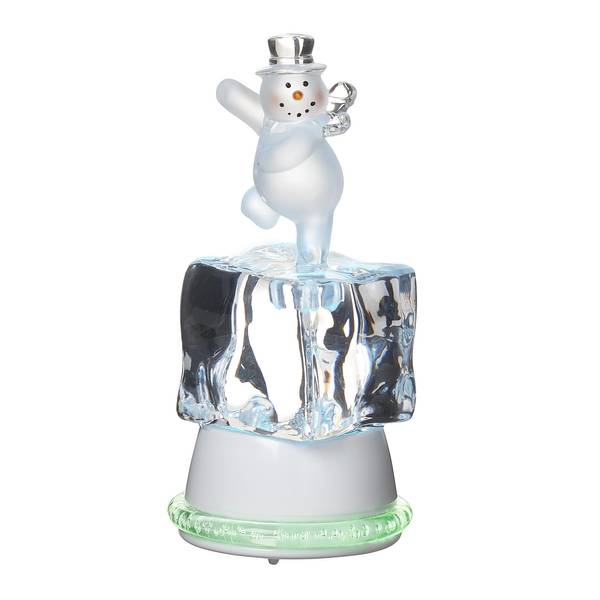 CC Christmas Decor Pack of 2 Icy Crystal Illuminated Christmas Ice Cube Snowman Figures 12.5