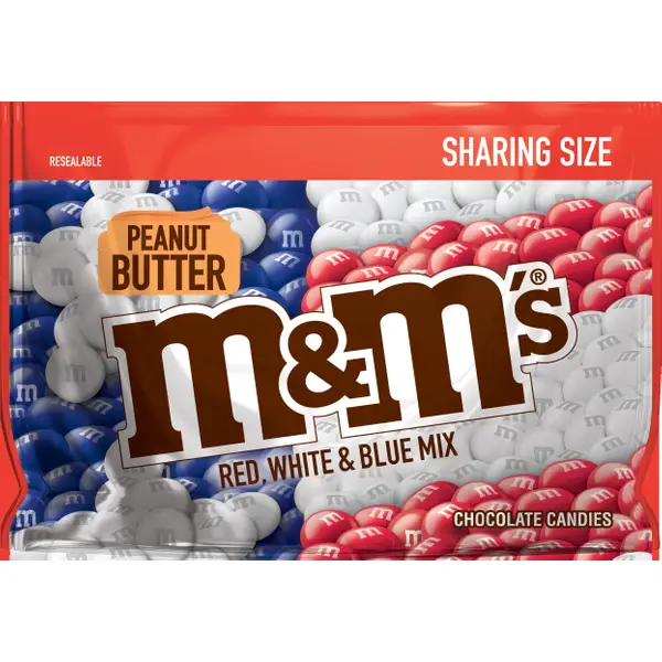 M&Ms 9.6 oz Red, White and Blue Peanut Butter Sharing Size Bag