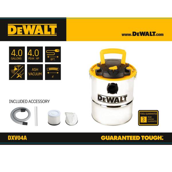 DEWALT 4 Gal Stainless Steel Ash Vac DXV04A Blain s Farm