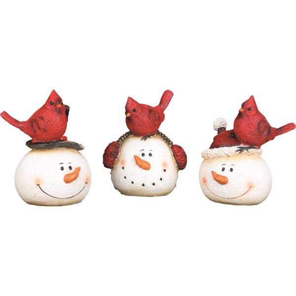 Photo of Snowman w/ Cardinal Figurine, Assorted