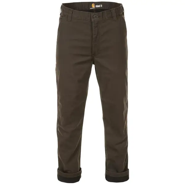 Carhartt Men's Rugged Flex Relaxed Fit Canvas Flannel-Lined Utility Work  Pant, Peat, 34W x 30L