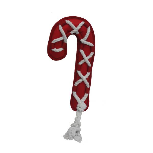 plush candy cane dog toy