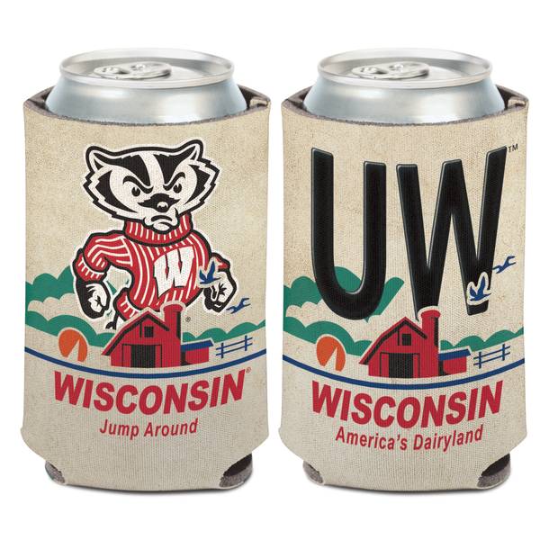 2-Sided Can Cooler 12 oz 1-Pack NCAA University Wisconsin Badgers 