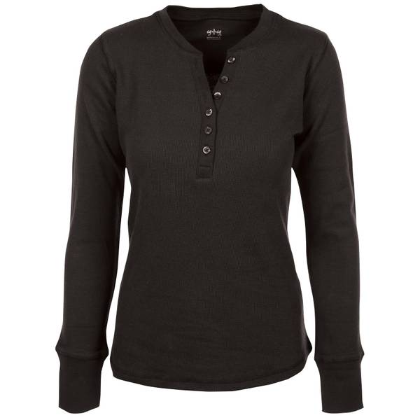 women's waffle henley long sleeve