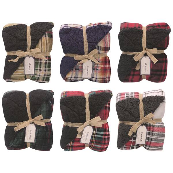 Northpoint Trading Montauk Plaid Small Scale Sherpa Throw Assortment