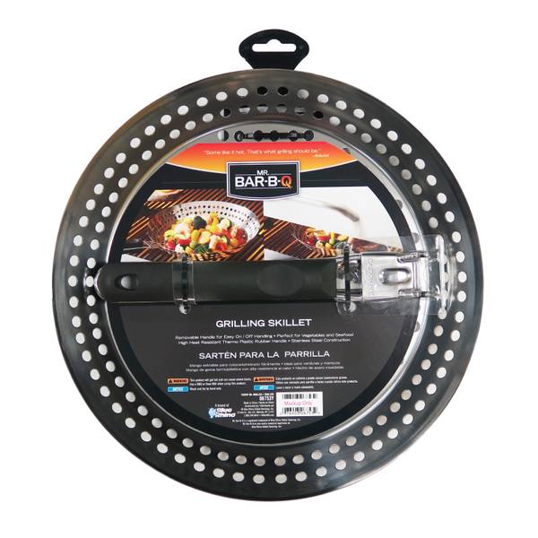 MR. BARBQ Stainless Skillet With Thermo Plastic Rubber Removable Handle 06753Y Blain's
