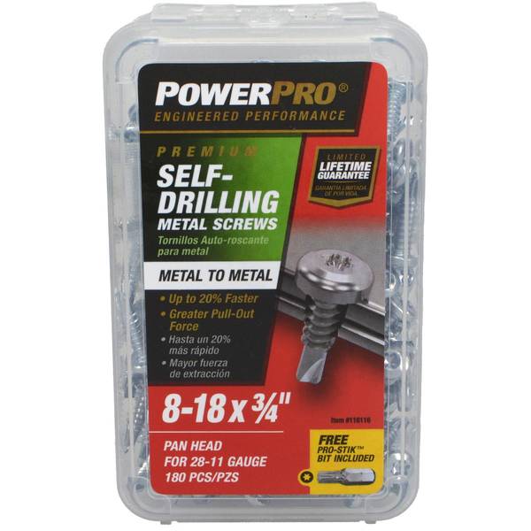 Photo of 180-Count 8-18 x 3/4" Pan-Head Self-Drilling Screws