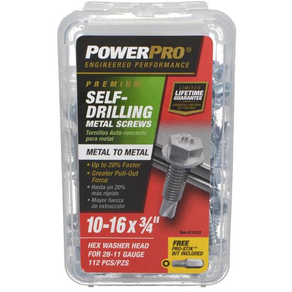 Photo of 112-Count 10-16 x 3/4" Self-Drilling Washer Heads