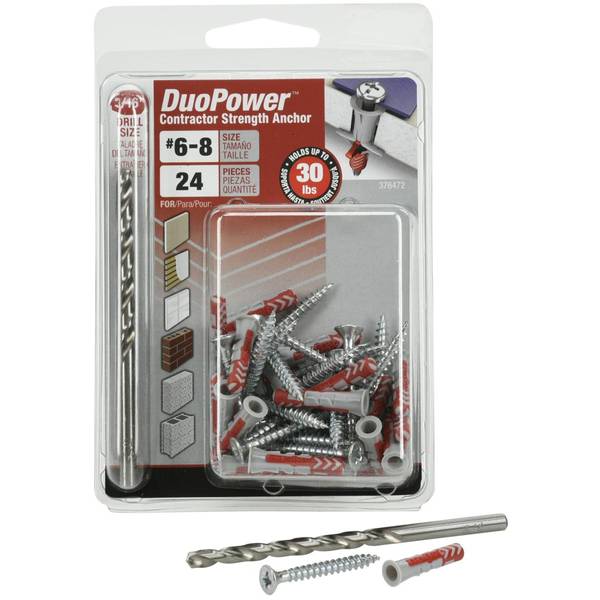 thumbnail image 2 of Hillman DuoPower Contractor Anchors Hillman DuoPower Contractor-Strength Anchors XL-Pak - #6 White Drywall & Concrete Anchors Wall Anchors 2 of 10