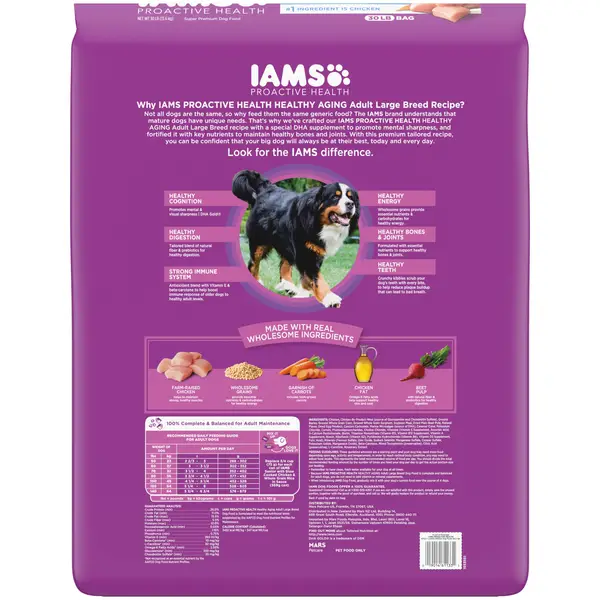 IAMS 30 lb Healthy Aging Adult Large Breed Dry Dog Food with Real