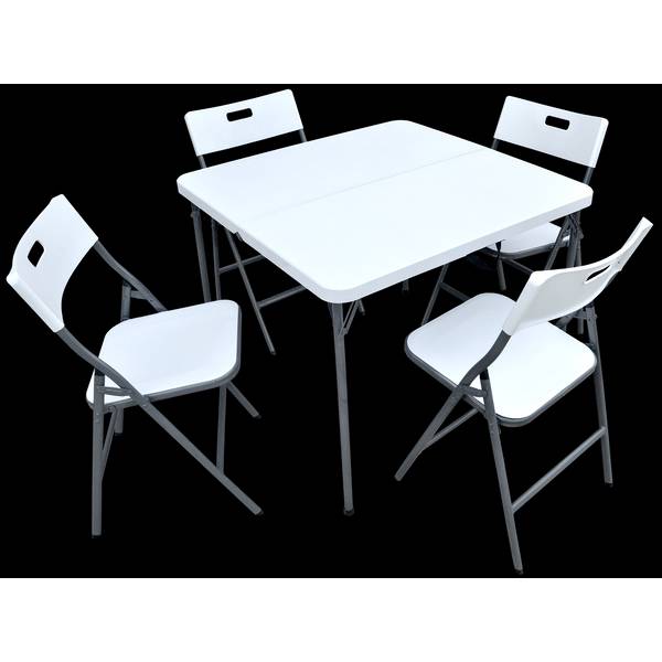 Plastic Development Group 5Piece White Fold in Half Table