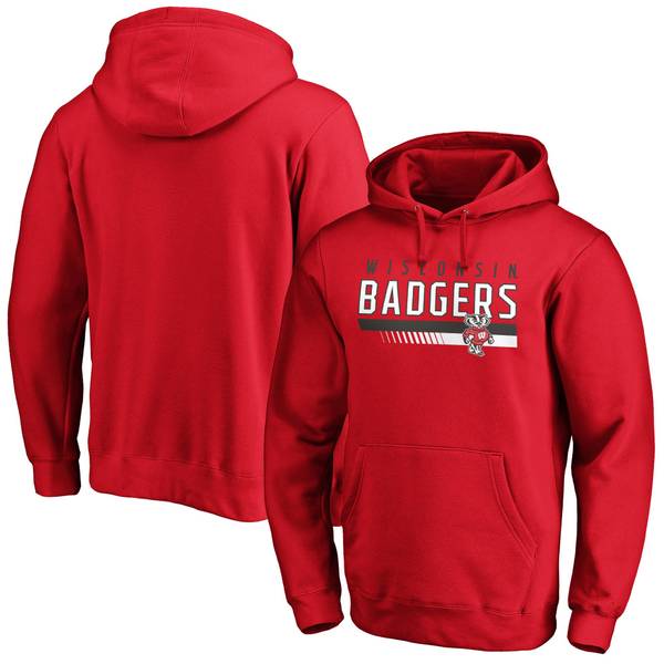 NCAA Men's Long Sleeve Wisconsin Badgers Fleece Pullover Hoodie - L17G ...