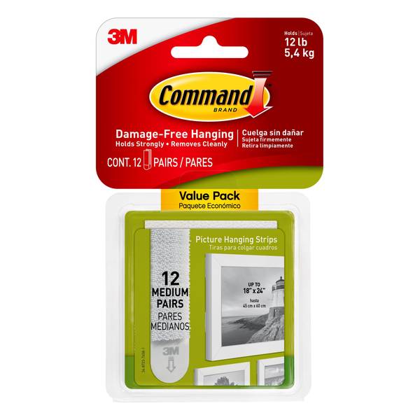 Command Large Adhesive Picture Hanging Double Strips 14-Pack - Black
