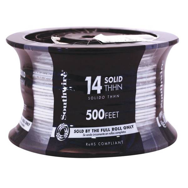 100 Ft. 14 AWG White THHN Stranded Copper Wire, 600V